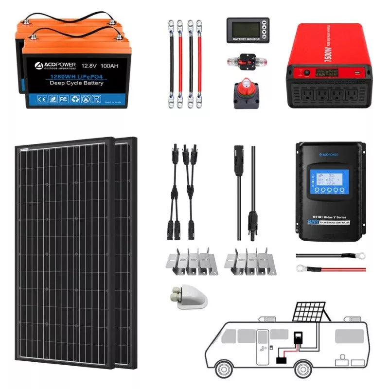 Acopower 100W mono200Ah/1.5kW(2x100Ah) Li200Ah M200w