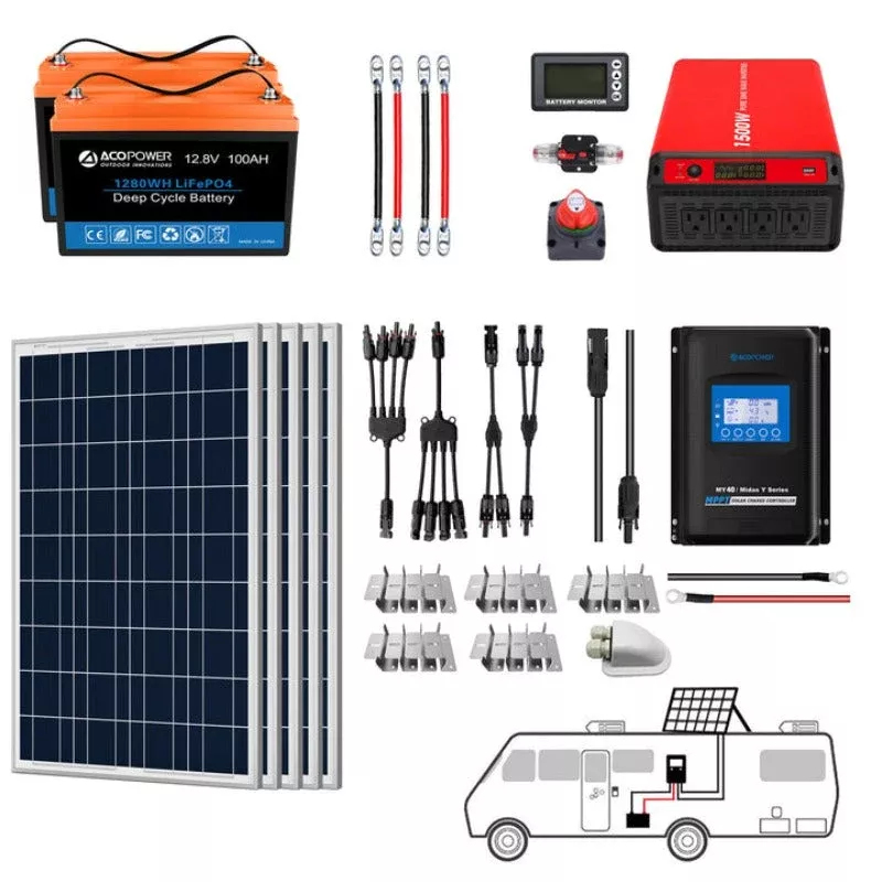 Acopower 100W poly200Ah/1.5kW(2x100Ah) Li200Ah P500w